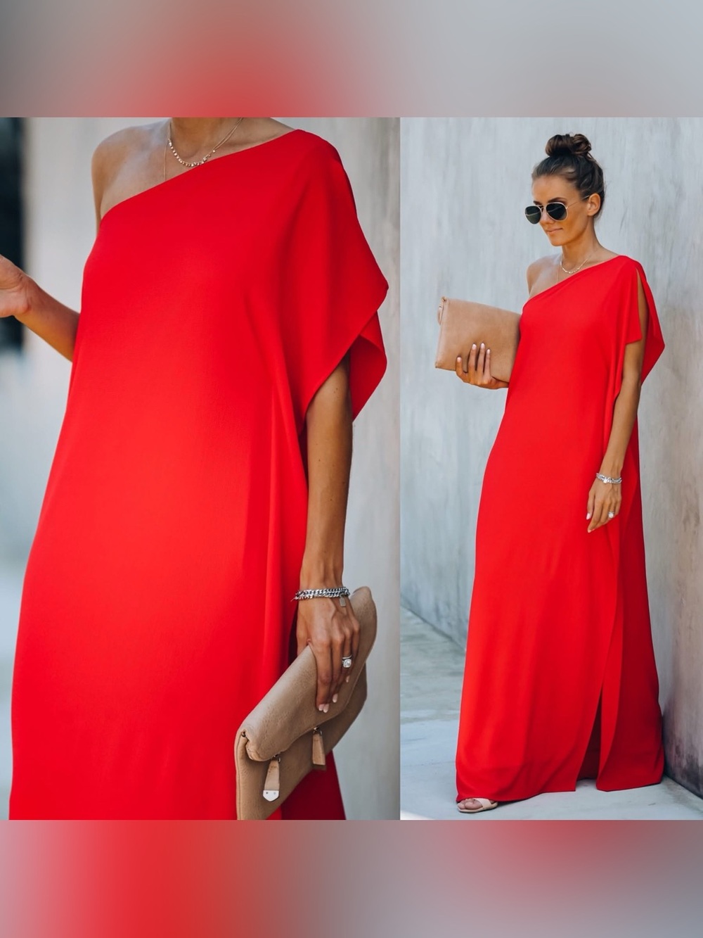 VICI Strike A Pose One Shoulder Maxi Dress Tomato Red Size Medium